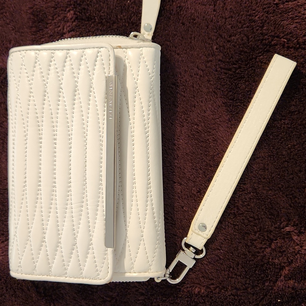 BCBG White Leather Macie Clutch